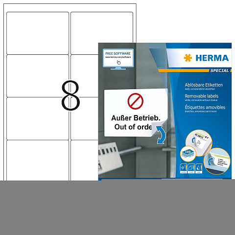 HERMA Repositionierbare Adressetiketten A4 99.1x67.7 mm weiß Movables Papier matt blickdicht 800 St.