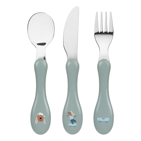 Lässig 12100735025 Besteck für Kleinkinder Kleinkind-Besteck Mintfarbe Acrylnitril-Butadien-Styrol (ABS), Edelstahl