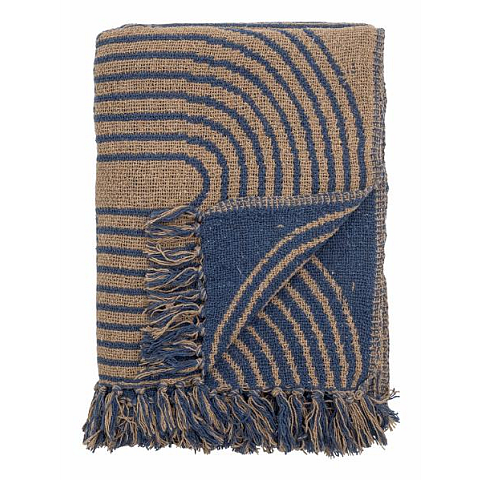 Bloomingville Tiffanie Überwurfdecke 130 x 160 cm Baumwolle, Polyester, Faser Blau, Braun
