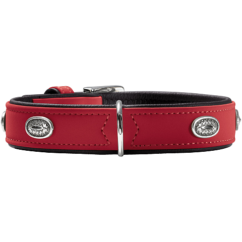 Hunter Softie Ston Schwarz, Rot Leder S-M Hund Standardkragen