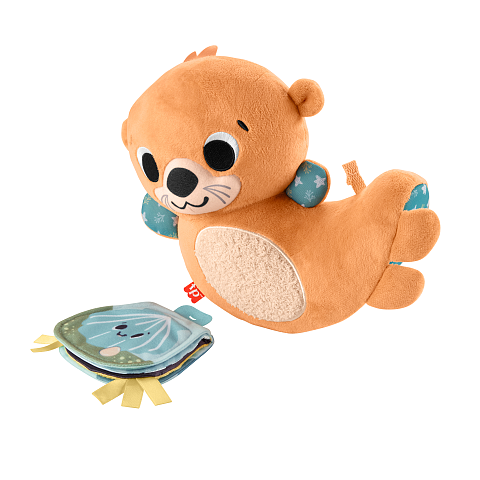 Fisher-Price 2-in-1 Wippender Otter zum Spielen in der Bauchlage, Baby-Sensorik-Spielzeug aus Plüsch zum Spielen in der Bauchlage