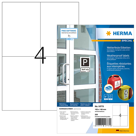 HERMA 10773 Druckeretikett Weiß Selbstklebendes Druckeretikett