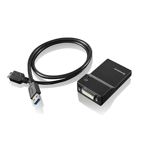 Lenovo USB 3.0 - DVI/VGA USB-Grafikadapter 2048 x 1152 Pixel Schwarz