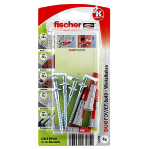 Fischer DUOPOWER 8 x 40 WH 4 Stück(e) Schrauben- & Dübelsatz 40 mm