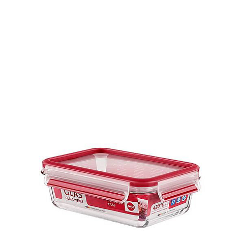 EMSA Clip & Close Glas Rechteckig Box 0,7 l Rot, Transparent 1 Stück(e)