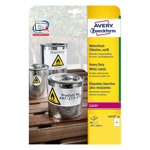 Avery Papier, Folien, Etiketten Weiß Selbstklebendes Druckeretikett