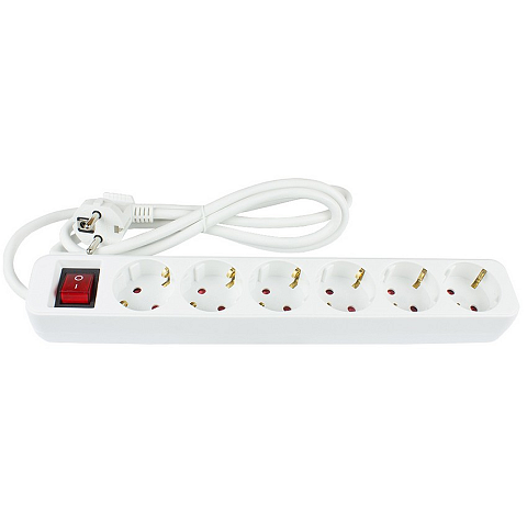 Alcasa PS016-W015 Verlängerungskabel 1,5 m 6 AC-Ausgänge Drinnen Weiß