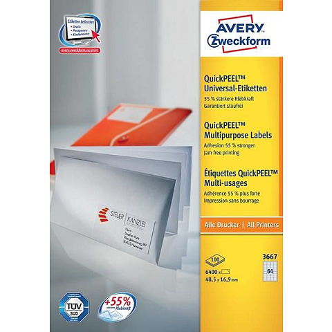Avery Universal-Etiketten, weiß, 48,5 x 16,9 mm, permanent