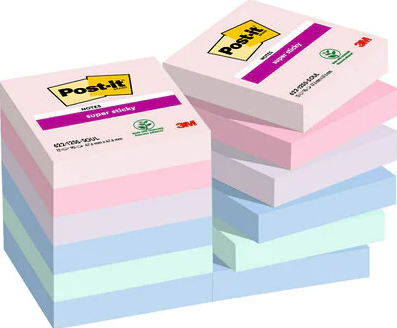 Post-It 7100258899 Klebezettel Quadratisch Blau, Grün, Lavendel, Pink, Violett 90 Blätter Selbstklebend