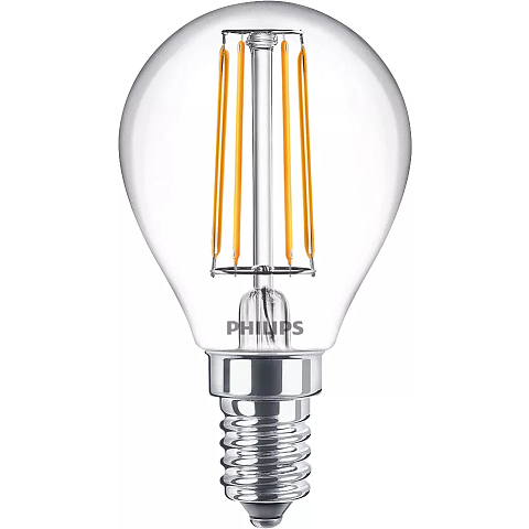 Philips Filament-Kerzenlampe, transparent 40W P45 E14 x2