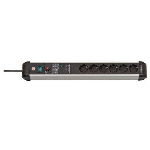 Brennenstuhl 1391010601 Verlängerungskabel 5 m 6 AC-Ausgänge Drinnen Schwarz, Silber