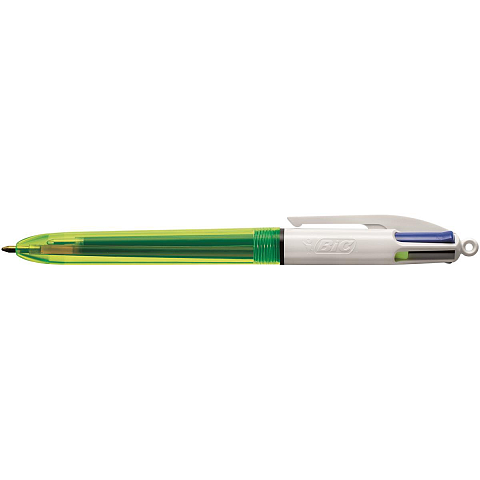 BIC 4Colours Fluo Anklippbarer versenkbarer Stift Schwarz, Blau, Rot, Gelb 12 Stück(e)