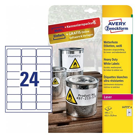Avery L4773-8 Druckeretikett Weiß Selbstklebendes Druckeretikett