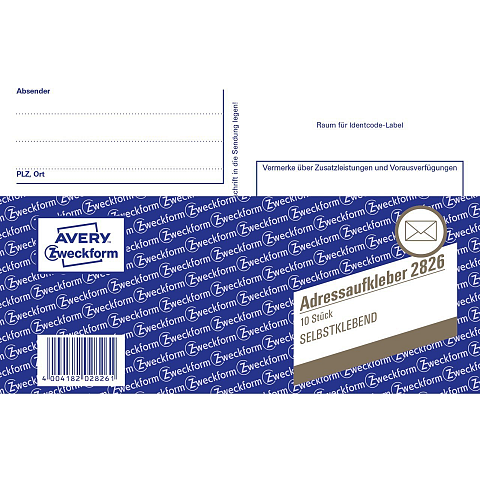 Avery 2826 selbstklebendes Etikett Rechteck Weiß 10 Stück(e)