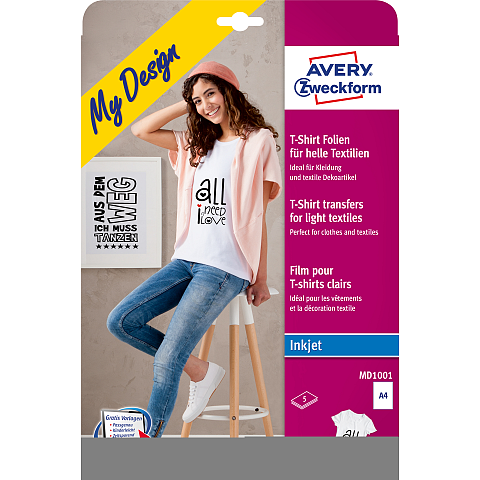 Avery MD1001 Transferfolie für Bekleidung Tintenstrahl