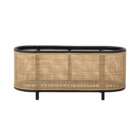Bloomingville 82055538 Blumenkübel Drinnen Pflanzgefäß Freistehend Rattan Schwarz, Natürlich/Natur