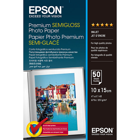 Epson Premium Semi-Gloss Photo Paper - 10x15cm - 50 Blätter