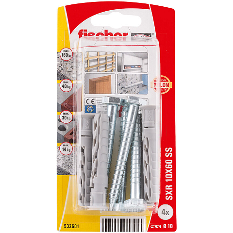 Fischer 532681 Schraubanker/Dübel 4 Stück(e) Schrauben- & Dübelsatz 60 mm