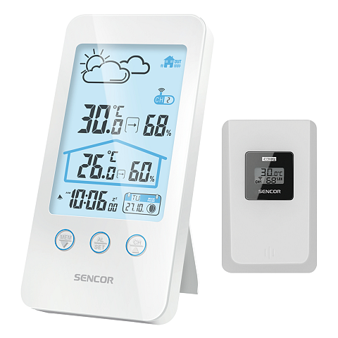 Sencor SWS 3000 W Digitale Wetterstation Weiß LCD Wechselstrom/Batterie