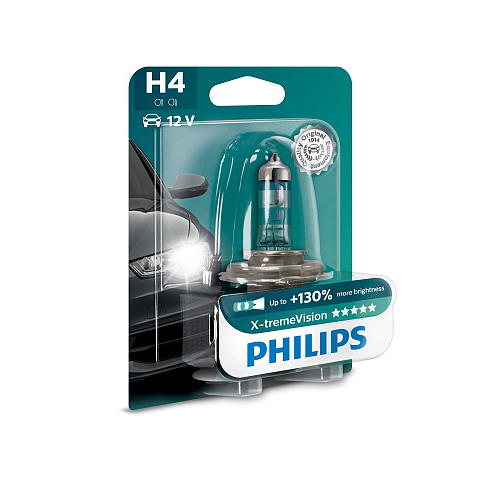 Philips X-tremeVision Lampentyp: H4 Packung mit: 1 Fahrzeugscheinwerferlampe