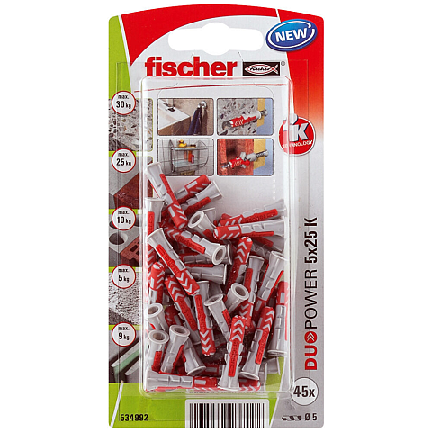 Fischer 534992 Schraubanker/Dübel 45 Stück(e) Schrauben- & Dübelsatz 25 mm