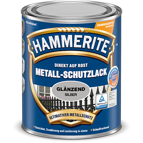 Hammerite Metall-Schutzlack Glänzend Silber 0,75 l