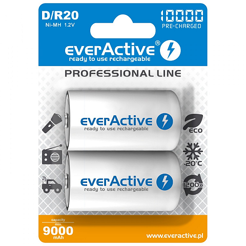 Everactive EVHRL20-10000 Haushaltsbatterie Wiederaufladbarer Akku D Nickel-Metallhydrid (NiMH)