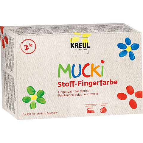 KREUL 28420 Abwaschbare Fingerfarbe Blau, Grün, Rot, Violett, Weiß, Gelb