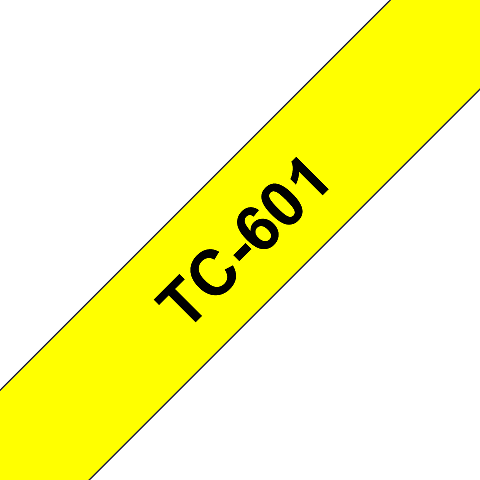 Brother TC-601 Etiketten erstellendes Band Schwarz auf gelb