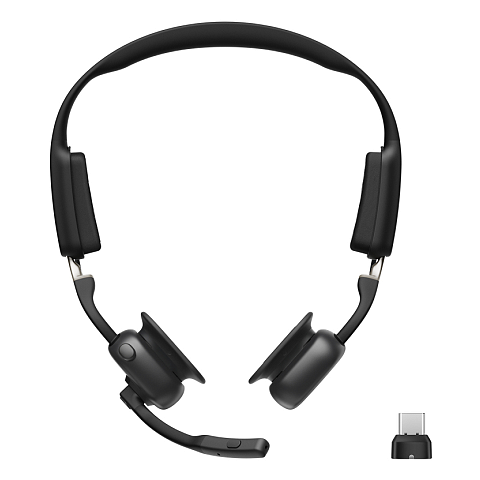 SHOKZ Openmeet Kopfhörer Kabellos Ohrbügel Büro/Callcenter USB Typ-C Bluetooth Schwarz