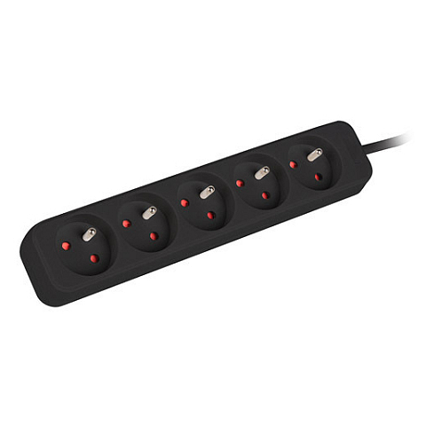 Lanberg PS0-05E-0100-IEC-BK Verlängerungskabel 1 m 5 AC-Ausgänge Drinnen Schwarz