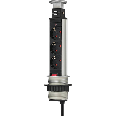 Brennenstuhl 1396200003 Verlängerungskabel 2 m 3 AC-Ausgänge Aluminium, Schwarz