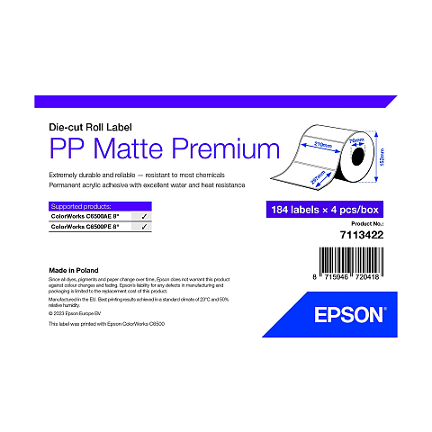 Epson 7113422 Druckeretikett Weiß Selbstklebendes Druckeretikett