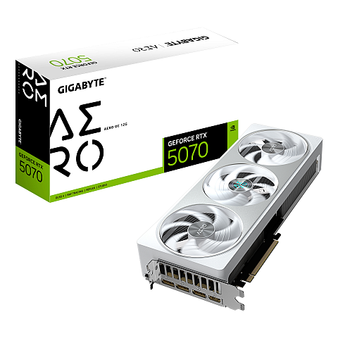 GIGABYTE GeForce RTX 5070 AERO OC 12G Grafikkarte - 12GB GDDR7, 192 Bit, PCI-E 5.0, 2625 MHz Core Clock, 3 x DP 2.1a, 1 x HDMI 2.1b, NVIDIA DLSS 4, GV-N5070AERO OC-12GD