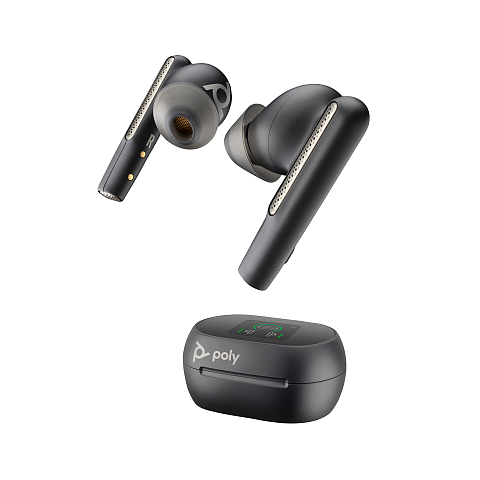 HP Poly Voyager Free 60+ UC M Carbon Black Earbuds +BT700 USB-A Adapter +Touchscreen-Ladeetui