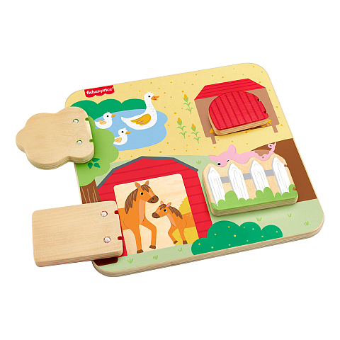 Fisher-Price Guck-Guck-Aktivitätsspiel aus Holz für Babys und Kleinkinder, 1 Holzteil