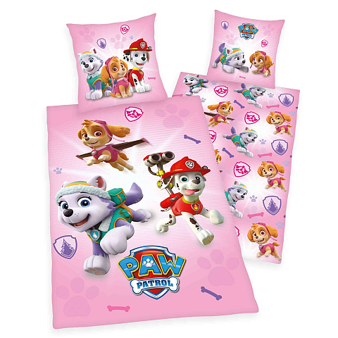 HERDING Paw Patrol Bettwäsche-Set ‘Rosa’ – 135×200 cm, Renforcé