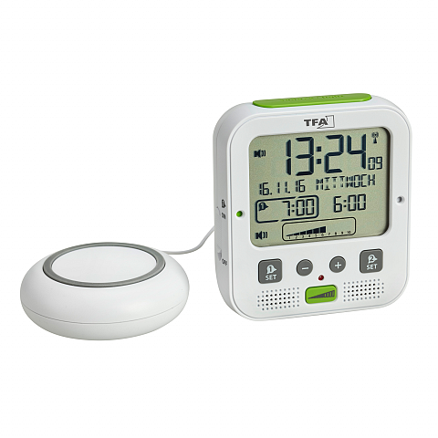 TFA-Dostmann 60.2538 Digitaler Wecker Grün, Weiß