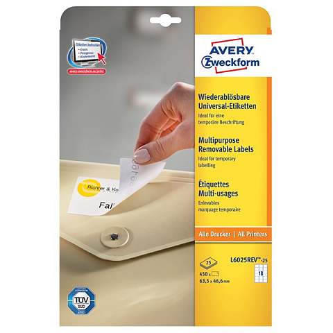 Avery Universal-Etiketten, weiß, 63,5 x 46,6 mm, wiederablösbar