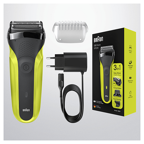 Braun Series 3 81702942 Elektrorasierer Folienschaber Trimmer Schwarz, Grün