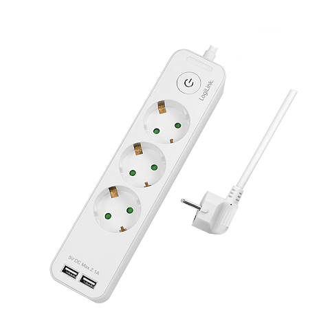 LogiLink LPS248U Verlängerungskabel 1,5 m 3 AC-Ausgänge Drinnen Weiß