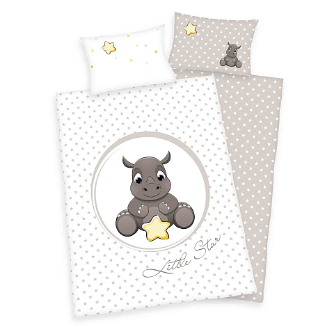 HERDING babybest® Bettwäsche – Süßes Nashorn