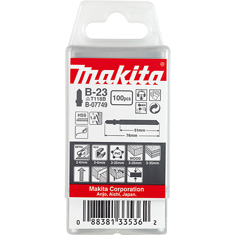 Makita B-07749 Sägeblatt für Stichsägen, Laubsägen & elektrische Sägen Stichsägeblatt Hochgeschwindigkeitsstahl (HSS) 100 Stück(e)