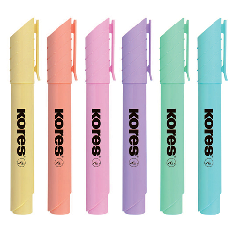 Kores TM36060 Marker 6 Stück(e) Meißel Hellblau, Hellgrün, Hellorange, Hellrosa, Violett, Gelb