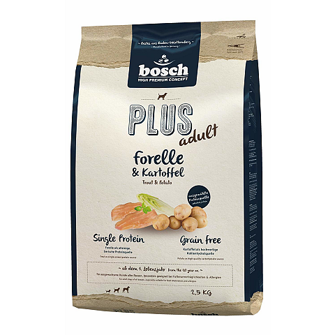 bosch Tiernahrung PLUS Adult Forelle & Kartoffel 2.5kg 2,5 kg Kartoffel, Forelle