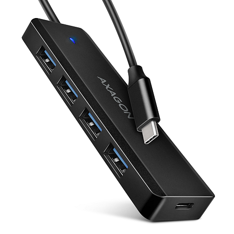 Axagon HUE-C1C 4x USB 5Gbps TRAVEL hub, USB-C Netzanschluss, 19cm USB-C Kabel