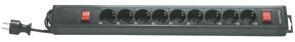 REV 9-fold w. 2 switches, 3,7m Schwarz 250 V