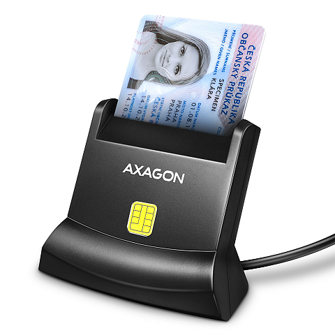 Axagon Universal desktop USB contact Smart/ID card reader with long USB-A cable. Suitable for the eObanka application. Smart-Card-Lesegerät Drinnen USB 2.0 Schwarz