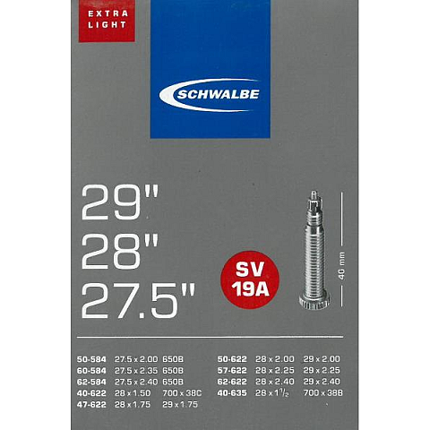 Schwalbe 10430943 Fahrradschlauch Presta-Ventil 27.5"/28"/29" 50,8 - 60,96 mm