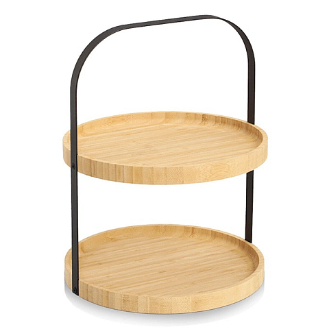 Zeller Present 25398 Serviertablett Display tray Rund Schwarz, Holz